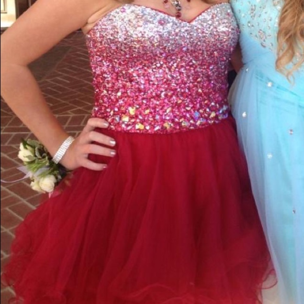 Cranberry Strapless La Femme Dress